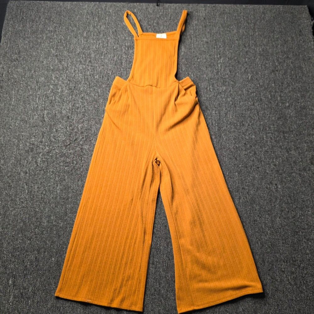 Sienna Sky Jumpsuit Sleeveless Pockets Wide Leg Knit Burnt Orange SMALL